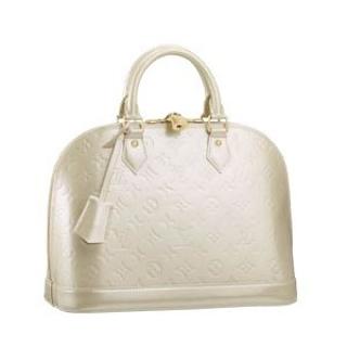 Louis Vuitton replica monogram vernis alma PM M91445 (blanc corail)