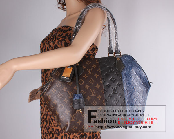 Louis Vuitton replica Monogram Blocks Zipped Tote M40504(marine)